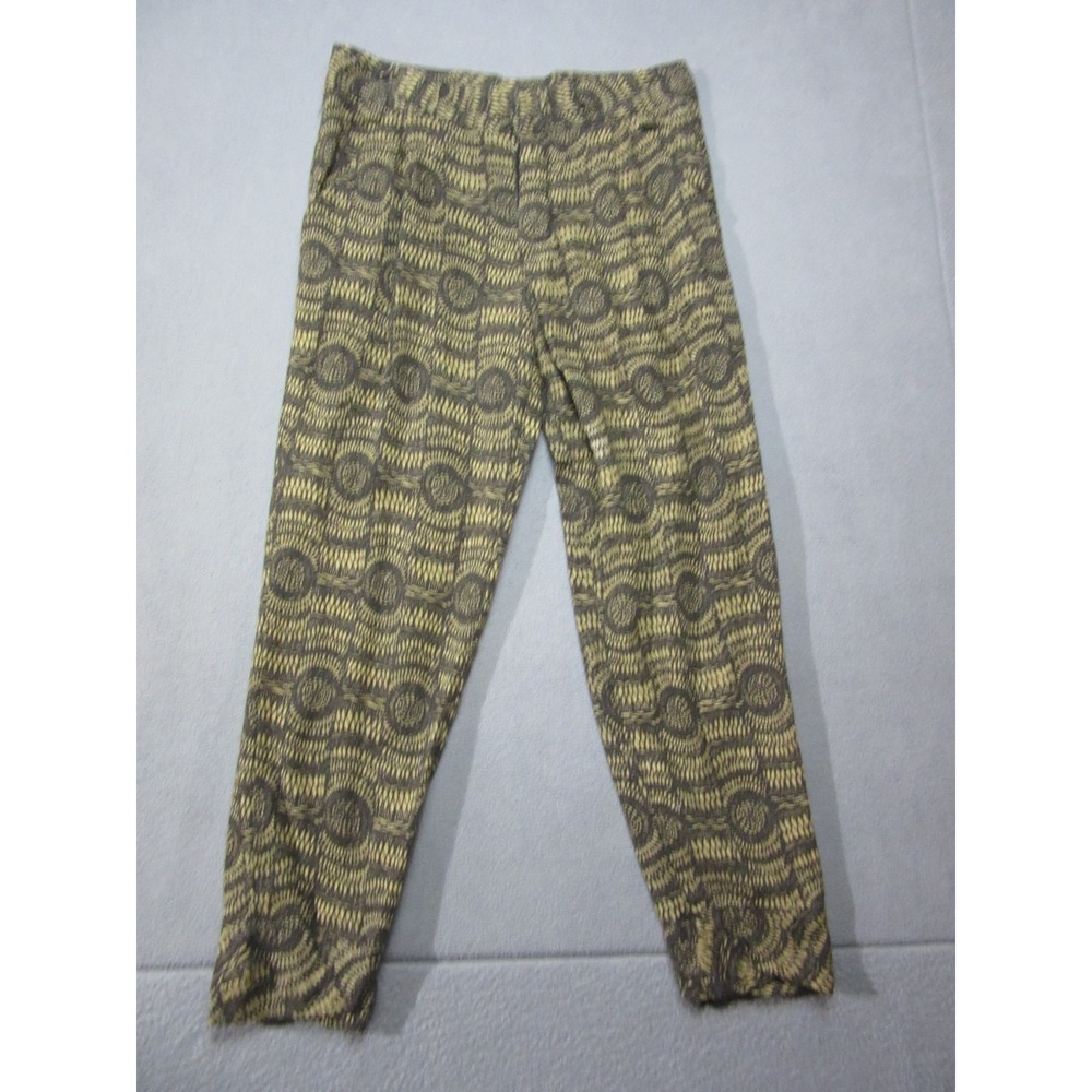 Free People Pants Womens 4 Multicolor Geometric Print Linen High Rise Button Fly